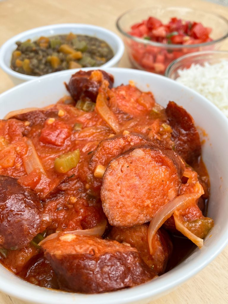 Smoked sausage rougail