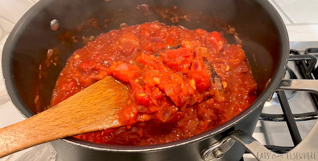 Red pepper mix before filling into pie crust