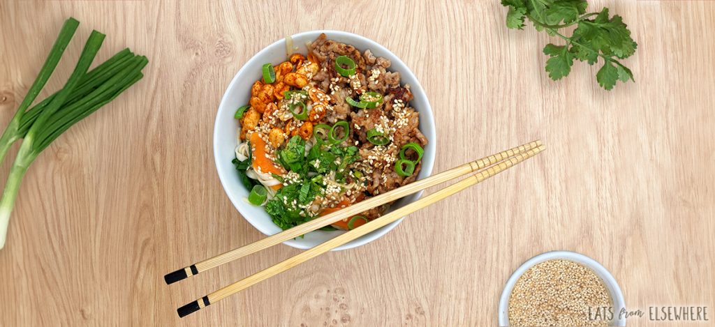 Chinese sesame chili noodle bowl