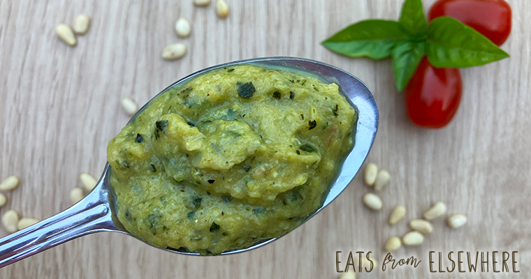 Lemony zucchini pasta sauce with basil and Parmesan