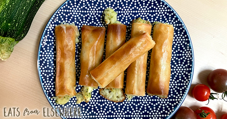Crispy zucchini cigars with feta cheese