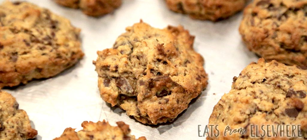 Peanut butter banana cookies with chocolate chunks