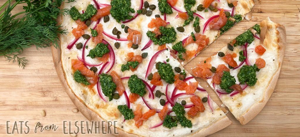 Smoked salmon tarte flambée